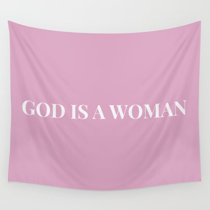 God is a woman by Ariana – pink white Wall Tapestry