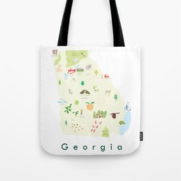 Illustrated Map of Georgia Tote Bag