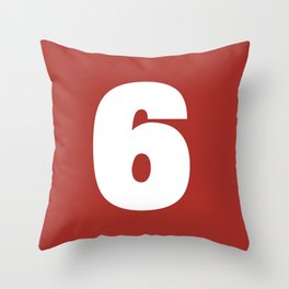 6 (White & Maroon Number) Throw Pillow