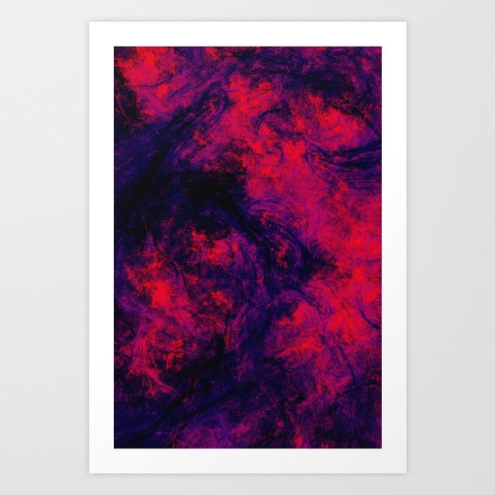 Dark Red and Purple Abstract Splash Digital Artwork Art Print