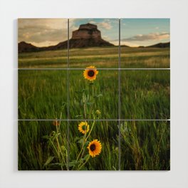 Sunflowers on the Western Prairie - Flowers and Landscape Near Scottsbluff Nebraska Wood Wall Art