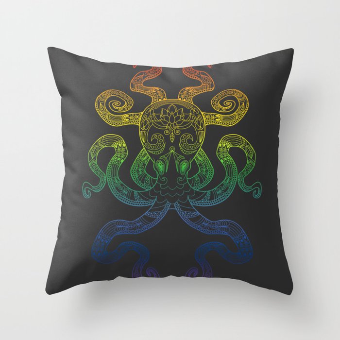 Color Me Octopus - Rainbow Pride Throw Pillow