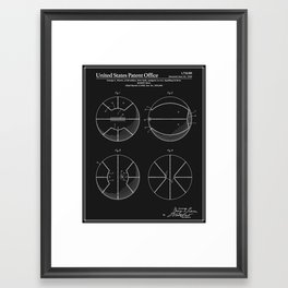 Basketball Patent - Black Framed Art Print
