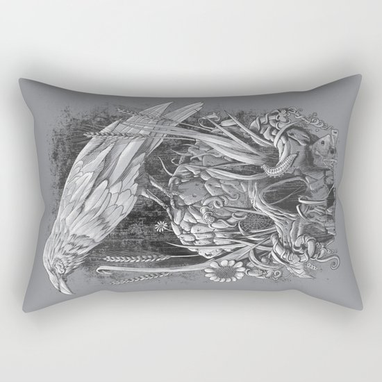 White Raven Rectangular Pillow