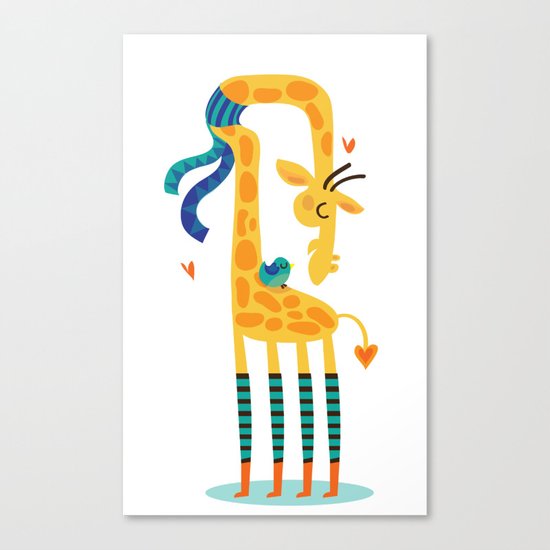 The bird and the giraffe Canvas Print