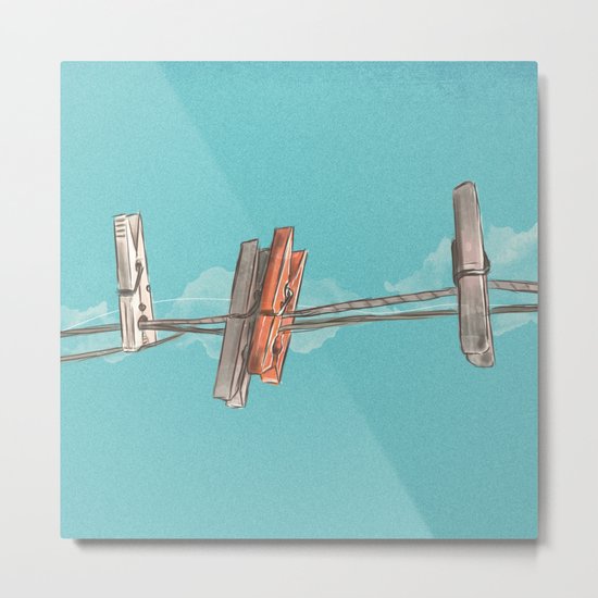 Boho Clothespin Metal Print
