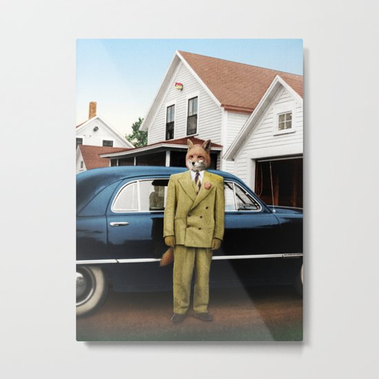 Mr. Fox posing with his new car Metal Print