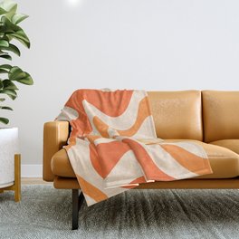 Retro Liquid Swirl Abstract Pattern Square Tangerine Orange Tones Throw Blanket
