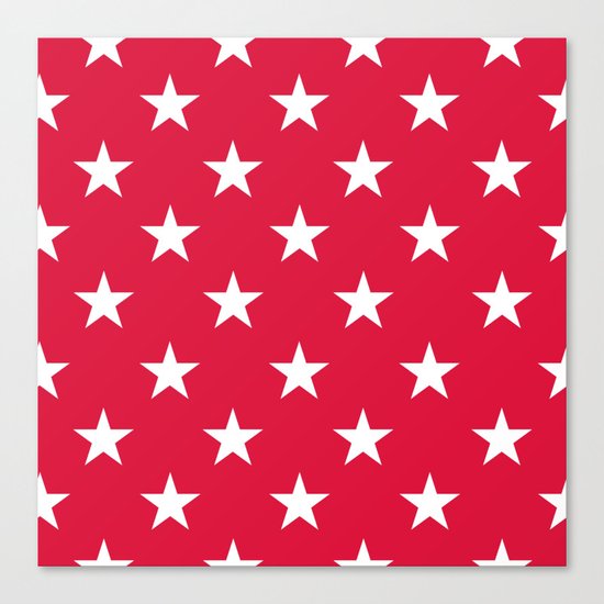 Stars (White/Crimson) Canvas Print