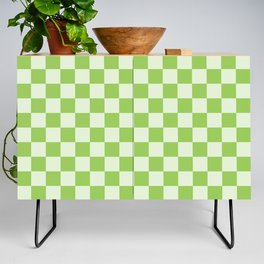 Checkerboard Mini Check Pattern Lime Green Credenza