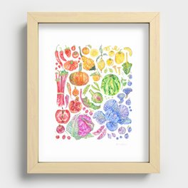 Rainbow of Fruits and Vegetables Recessed Framed Print