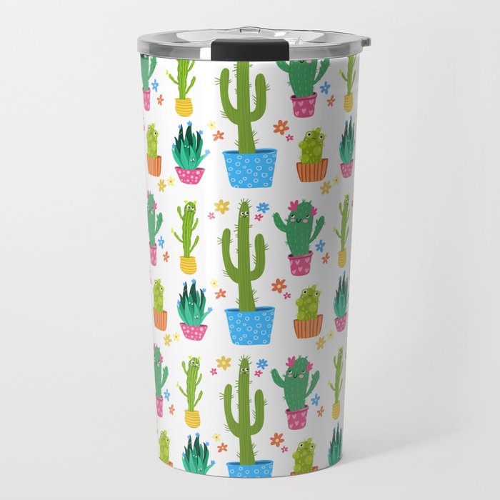 Seamless funny cactus pattern Travel Mug