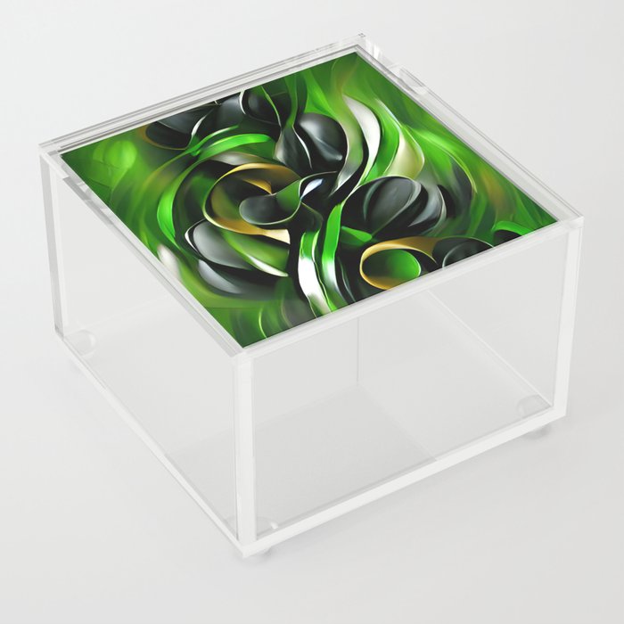 Black and green original abstract digital artwork Acrylic Box