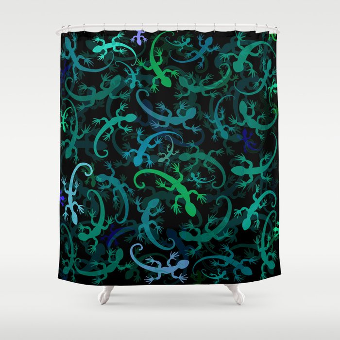 Leaping Lizard Blues Shower Curtain