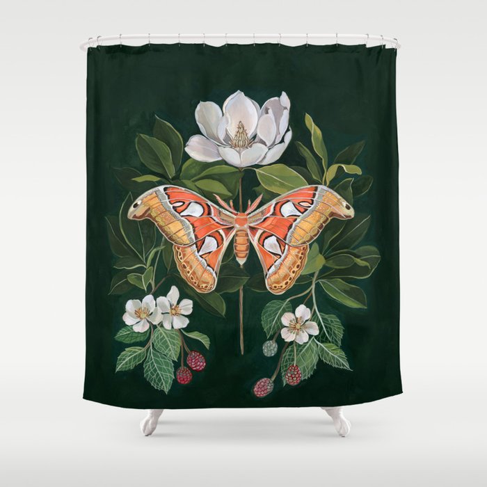 Atlas Moth Magnolia Shower Curtain