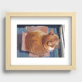 Orange Cat in the Box Recessed Framed Print