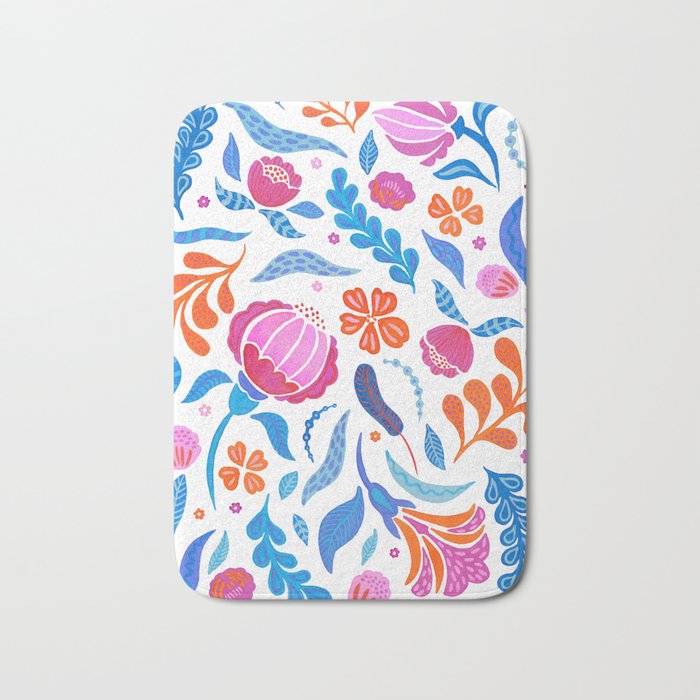 Bright folk florals Bath Mat