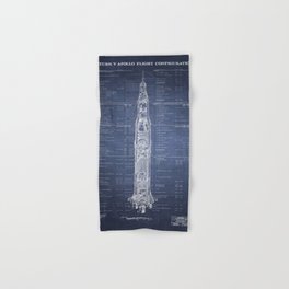 Apollo 11 Saturn V Blueprint in High Resolution (dark blue) Hand & Bath Towel