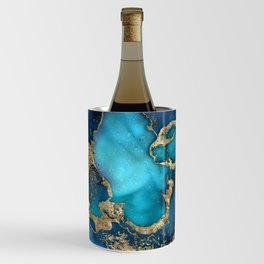 Dreamy Blue Teal and Gold Wine Chiller