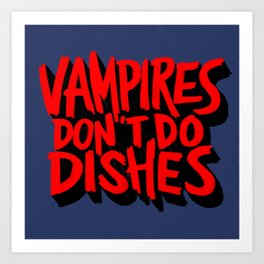Vampires Don’t Do Dishes Art Print | Deacon, Vladislav, Whatwedo, Digital, Intheshadows, Illustration, Jermaineclement, Viago, Taikawaititi, Blue 