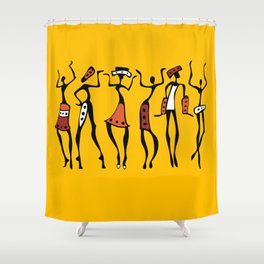 Dancing woman in traditional ethnic style seamless pattern Shower Curtain
