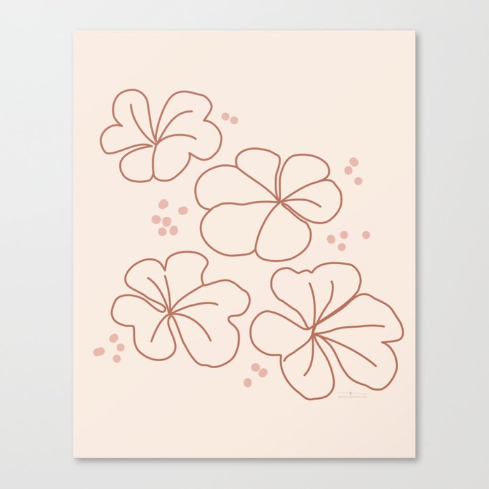 Wildflower leaves - cream Canvas Print