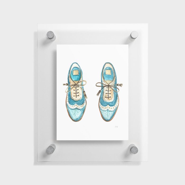 Fancy Brogue Shoes - teal and cream Floating Acrylic Print