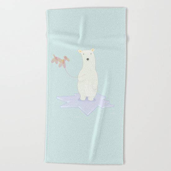 Polar bears love balloons Beach Towel