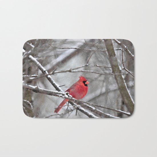 Quiet Time in the Snowy Woods Bath Mat