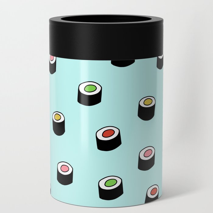 Hand Drawn Sushi Pattern (blue) Can Cooler