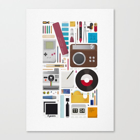 Stuff (white background) Canvas Print