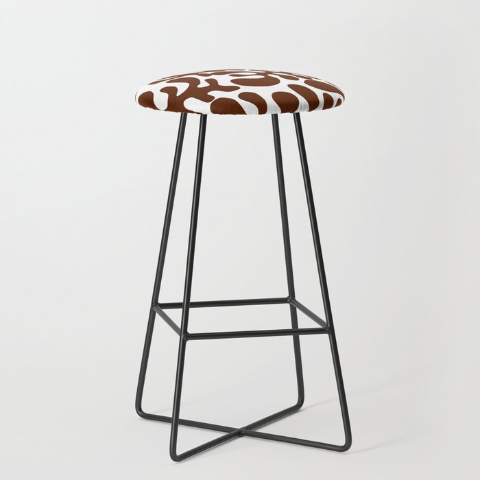 Brown Matisse cut outs seaweed pattern on white background Bar Stool