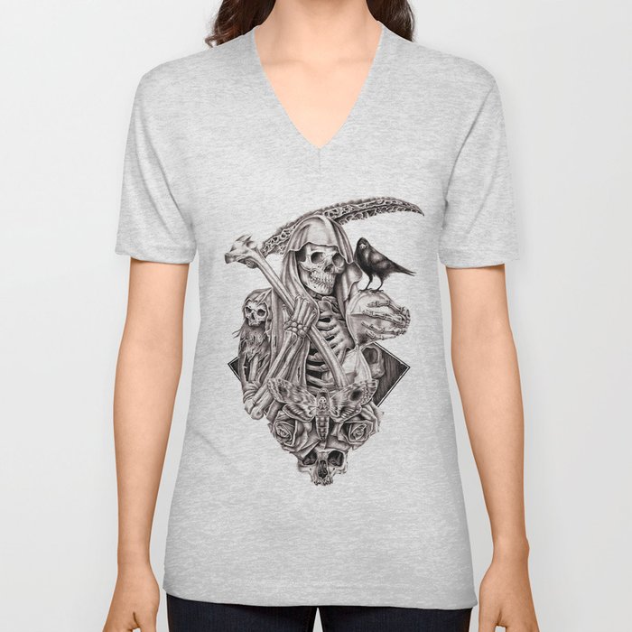 Grim Reaper Vengeance V Neck T Shirt