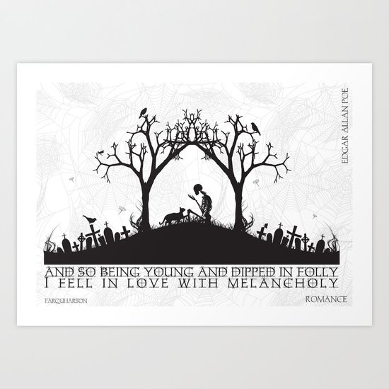 Edgar Allan Poe Black and White Illustrated Quote Art Print
