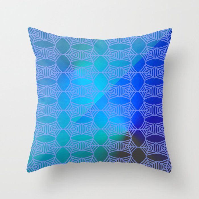 Pattern by spider web blue ... Throw Pillow
