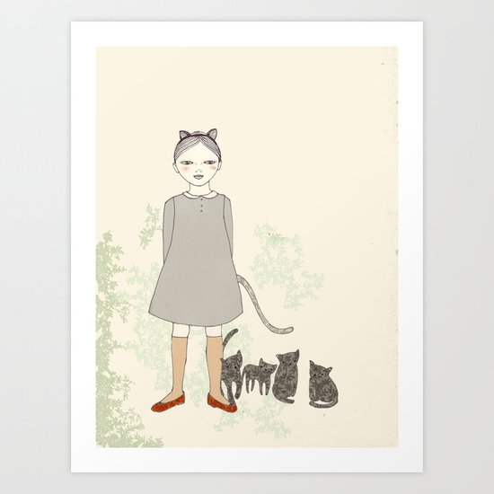 Cat Girl Art Print
