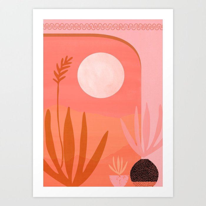 Pink Desert Whimsical Landscape Art Print