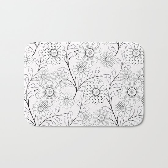 .Floral pattern on a white background. Bath Mat