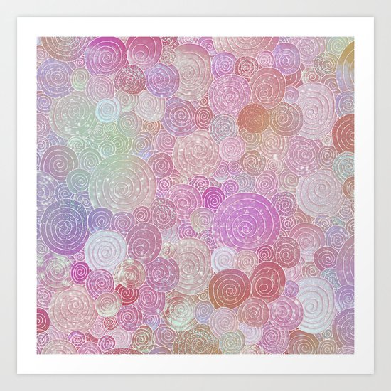 Abstract pink rosegold glamour glitter circles for ladies on #Society6 Art Print