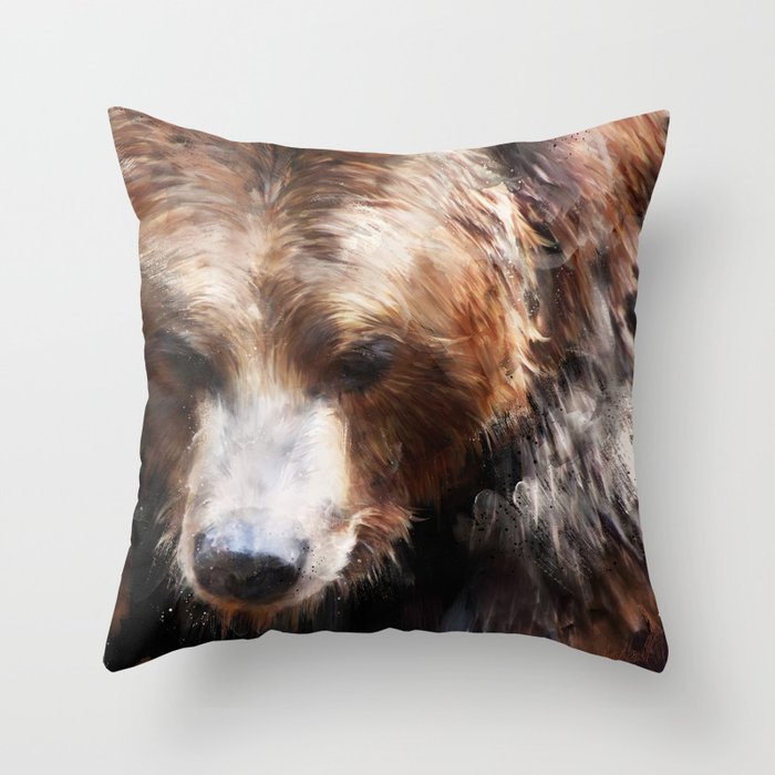 Bear // Gold Throw Pillow