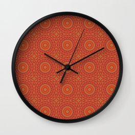 Intricate Red Pattern  With Accents of Lilac and Gold Wall Clock