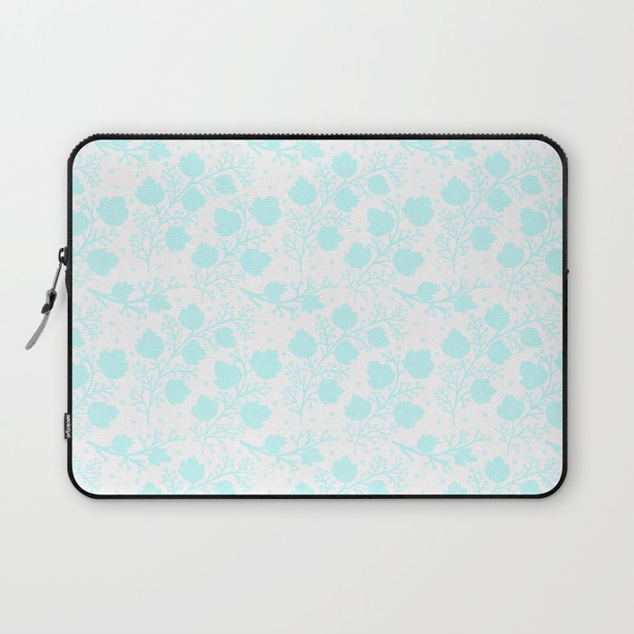 Hand painted watercolor teal polka dots floral pattern Laptop Sleeve
