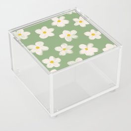 Groovy 70s Daisy Flowers on Sage Green Acrylic Box