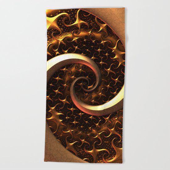 Golden Spirals Beach Towel