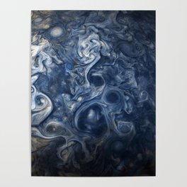 Swirling Blue Clouds of Planet Jupiter from Juno Cam Poster