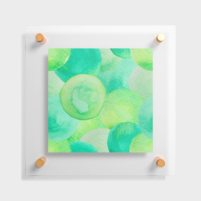 Watercolour pompoms in green Floating Acrylic Print