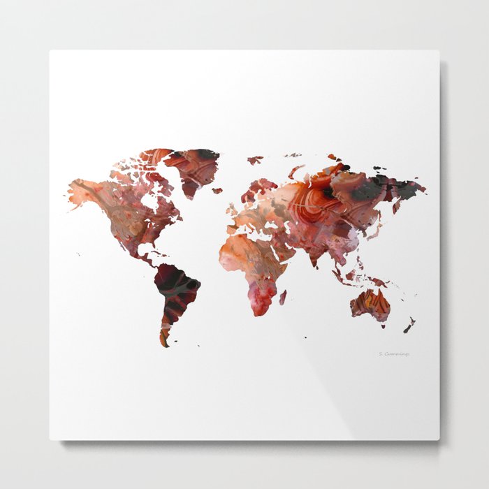 Earth Tone World Map 23 - Sharon Cummings Metal Print
