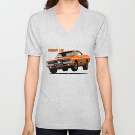 General Lee Dodge Charger V Neck T Shirt