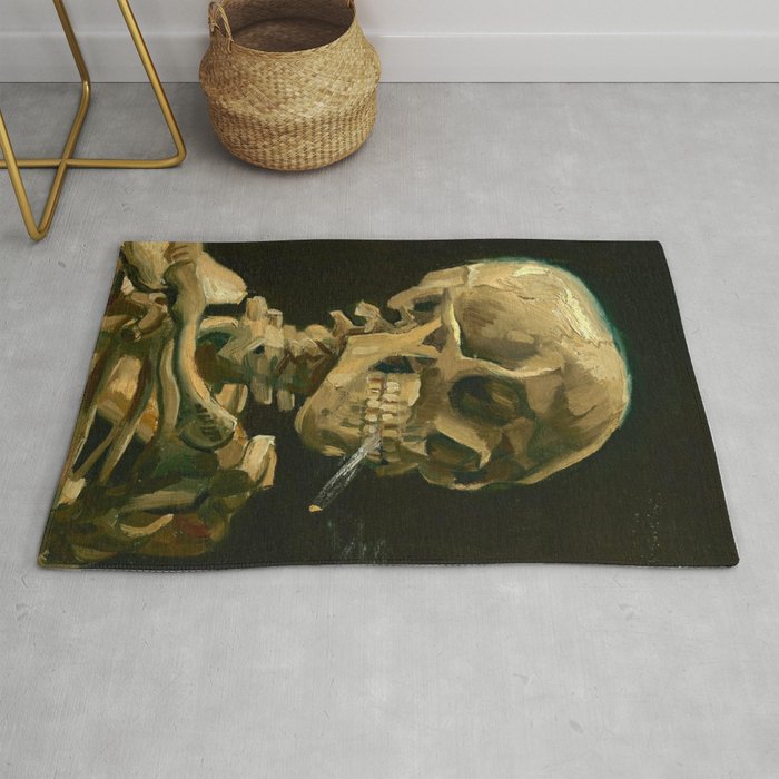 Vincent Van Gogh Skull of a Skeleton with Burning Cigarette Rug