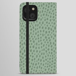 Sage Green Polka Dot Spots Pattern iPhone Wallet Case